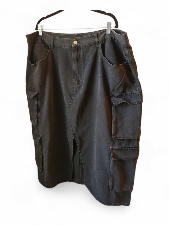 Cider Size 4x 24/26 Distressed Black Cargo Midi Skirt with Front Slit - Picture 3 of 7